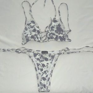 Grey and white cow print Bikini